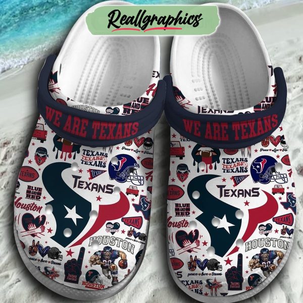 houston texans blue and red love football 3d printed classic crocs, houston texans gifts