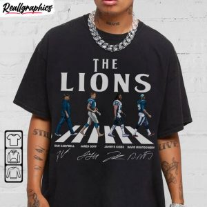 lions walking abbey road signatures football shirt, detroit lions unisex hoodie sweatshirt crewneck