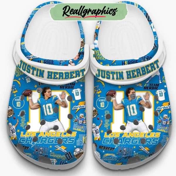 los angeles chargers justin herbert 3d printed classic crocs, chargers merchandise