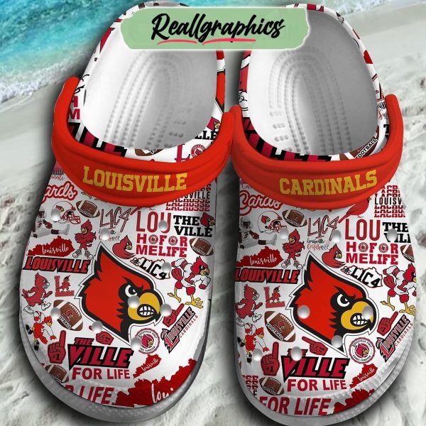 louisville cardinals the ville for life 3d printed classic crocs, louisville cardinals gifts for fans