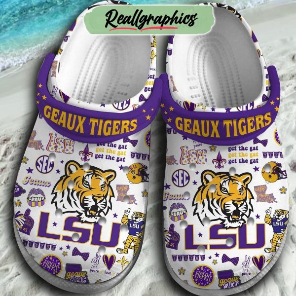 lsu tigers geaux tigers get the gat 3d printed classic crocs, lsu unique gifts