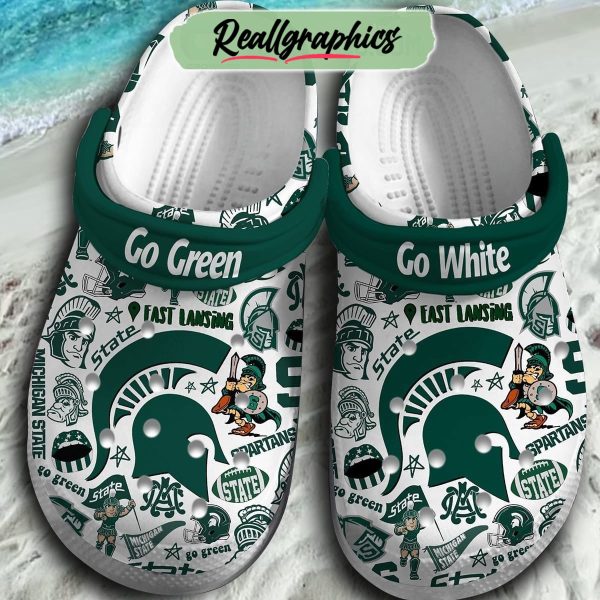 michigan state spartans go green white east lansing 3d printed classic crocs, michigan state spartans gifts