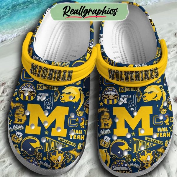 michigan wolverines go blue 3d printed classic crocs, wolverines shoes