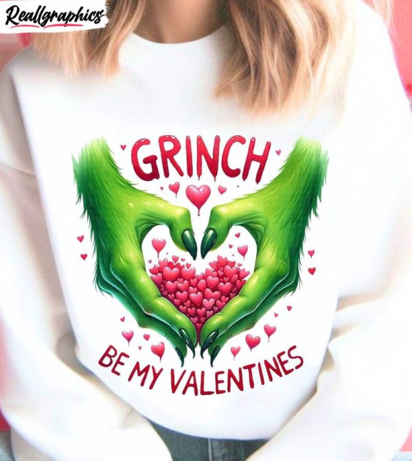 monster green heart hands sweatshirt , grinch be my valentine unisex hoodie sweatshirt crewneck