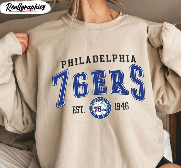 must have philadelphia 76ers shirt, vintage basketball long sleeve sweatshirt