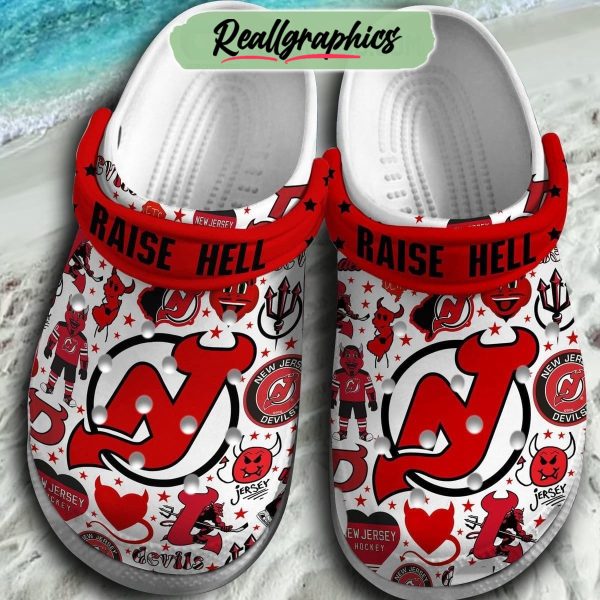 new jersey devils raise hell 3d printed classic crocs, devils team gifts