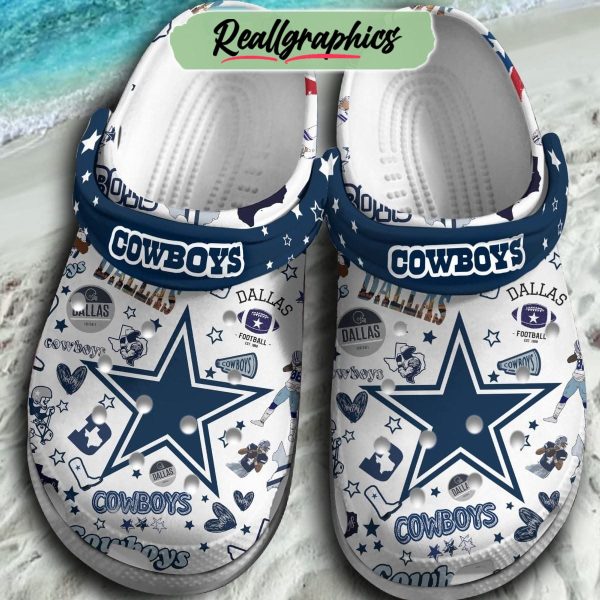 nfl dallas cowboys white blue design crocs, cowboys football gear