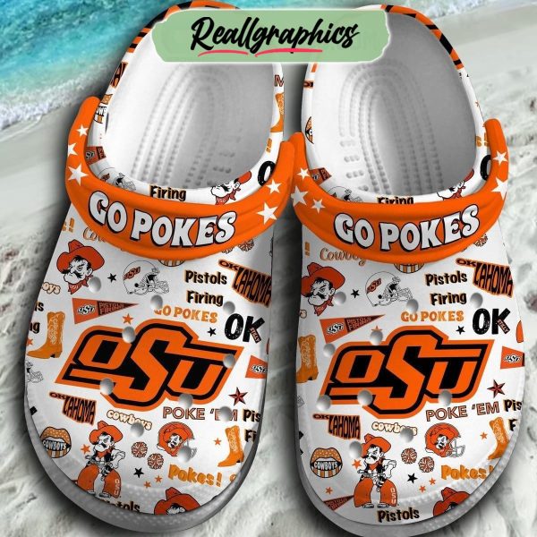 oklahoma state cowboys go pokes pistols firing 3d printed classic crocs, oklahoma state cowboys footwear