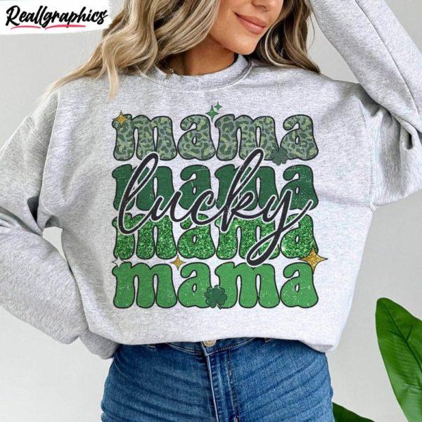 one lucky mama shirt, mama unisex hoodie sweatshirt crewneck