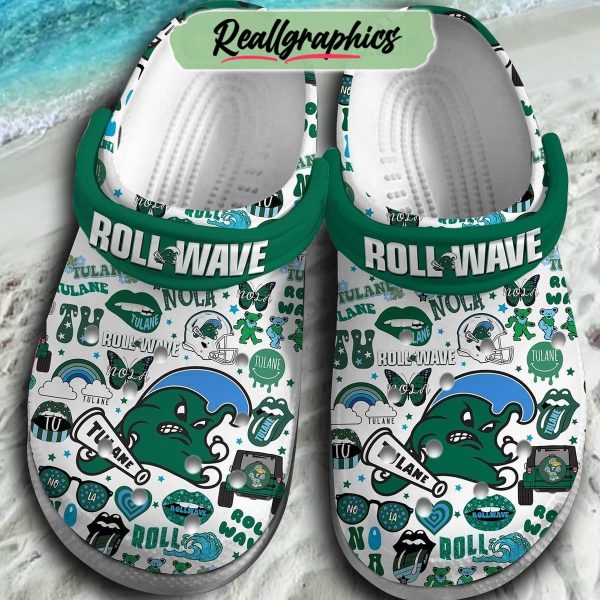 roll wave tulane ncaa funny 3d printed classic crocs