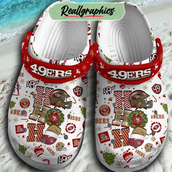 san francisco 49ers ho ho ho christmas 3d printed classic crocs, san francisco 49ers gifts for fans