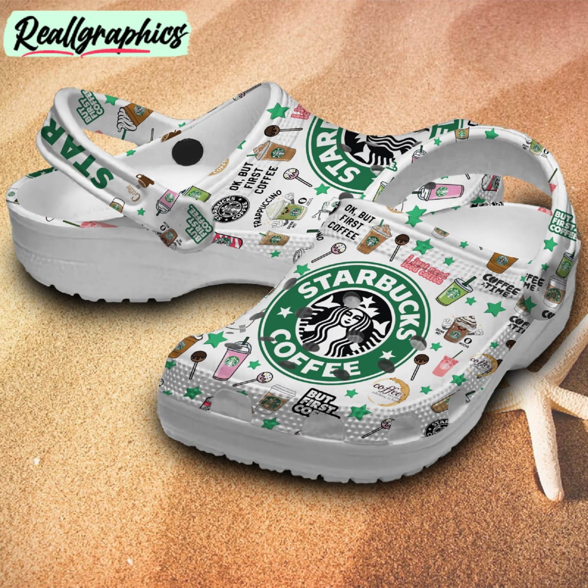 starbucks drink custom printed crocs unisex