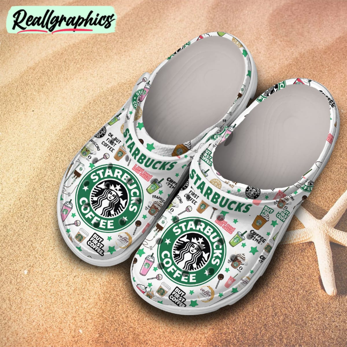 starbucks drink custom printed crocs unisex