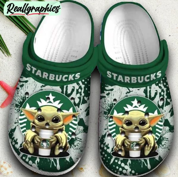 starbucks star wars baby yoda crocs crocband shoes comfortable clogs for men women, star wars footwear