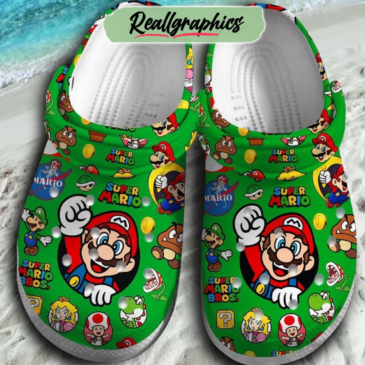 super mario bros 38th anniversary green design crocs