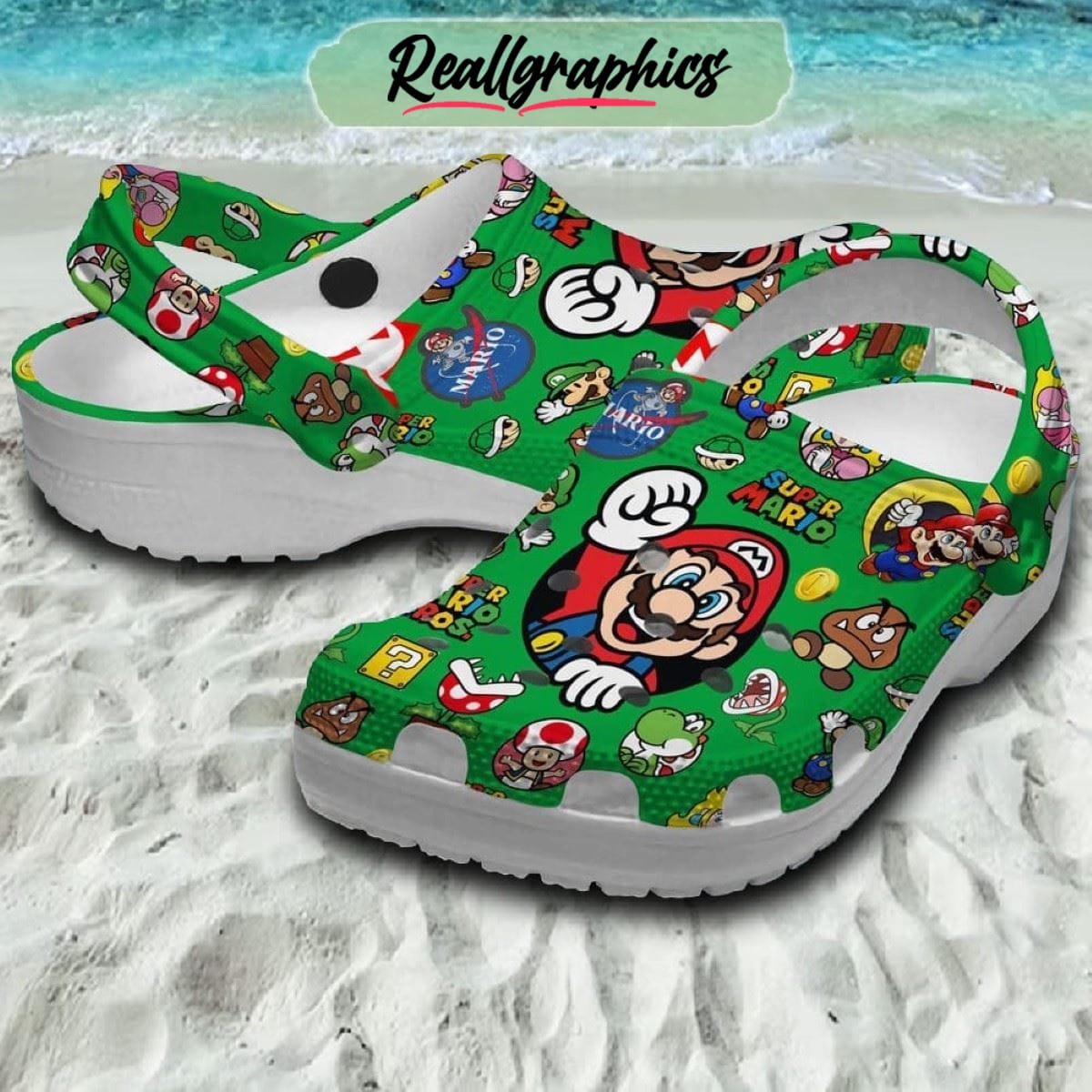 super mario bros 38th anniversary green design crocs