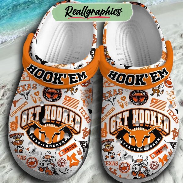 texas longhorns ncaa get hooked north layton junior high 3d printed classic crocs, longhorns merch