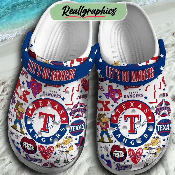 texas rangers let's go rangers 3d printed classic crocs, texas rangers gear