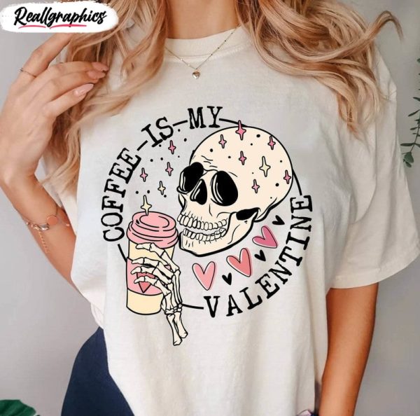 trendy coffee is my valentine shirt, cute lover valentines tee tops short sleeve