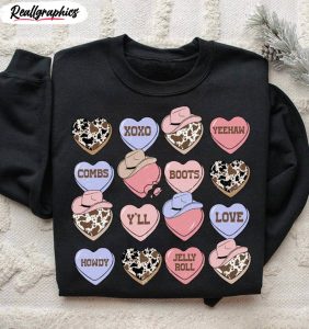 trendy western hearts sweatshirt , neutral howdy valentine shirt unisex hoodie