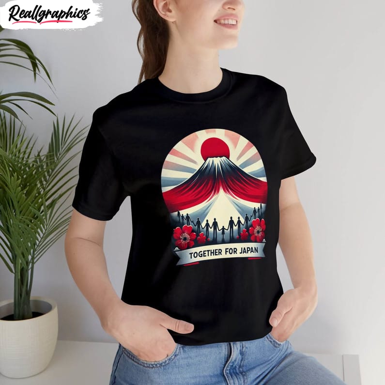 vintage together for japan t shirt, trendy japan support short sleeve unisex hoodie