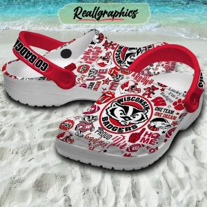 wisconsin badgers ncaa lucky i'm a badger 3d printed classic crocs, wisconsin badgers fan gears