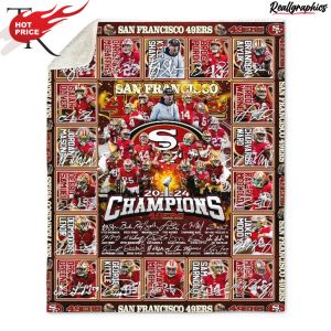 49ers 2024 champions signatures fleece blanket