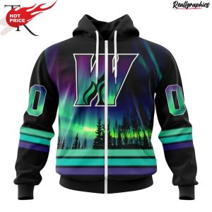 ahl calgary wranglers special design with northern lights hoodie