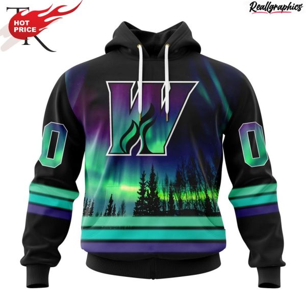ahl calgary wranglers special design with northern lights hoodie