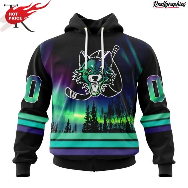 ahl chicago wolves special design with northern lights hoodie