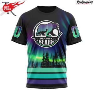 ahl hershey bears special design with northern lights hoodie