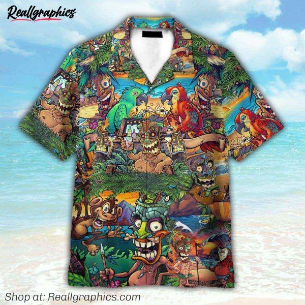 aloha summer tiki tropical colourful hawaiian shirt