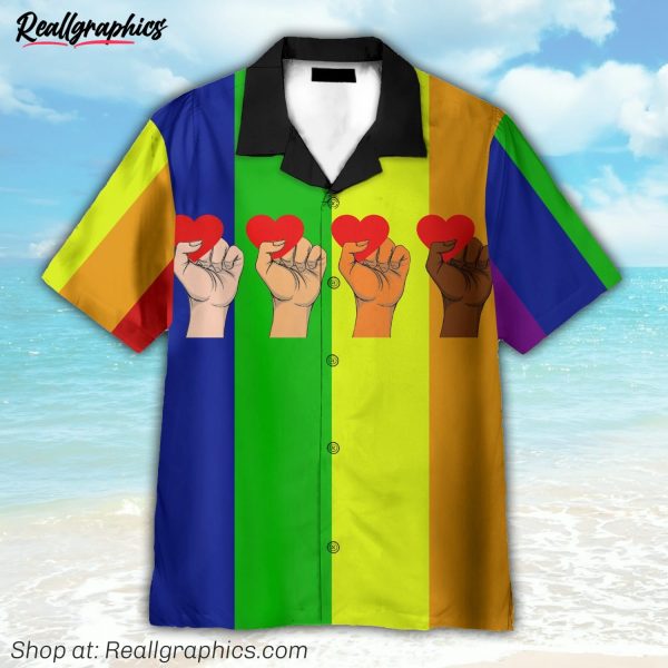 lgbt hand holding heart hawaiian shirt