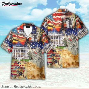 america historical proud 4th july independence day hawaiian shirt