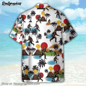 bigfoot camping funny button's up shirts hawaiian shirt