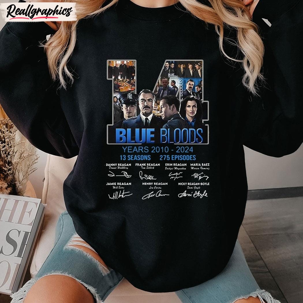 blue bloods 14 years 2010 – 2024 13 seasons 275 episodes t-unisex shirt