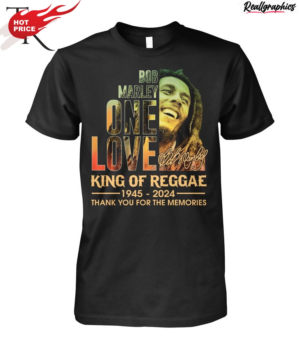 bob marley one love king of reggae 1945 - 2024 thank you for the memories unisex shirt