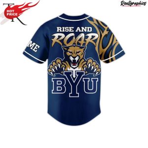 brigham young cougars rise and roar custom baseball jersey