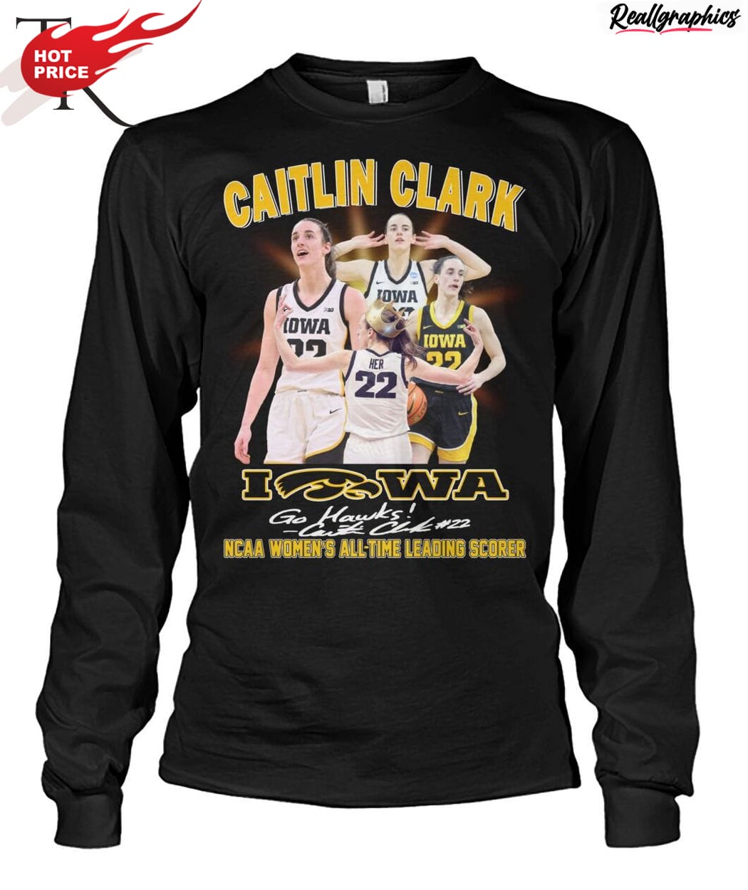 caitlin clark iowa go hawks ncaa women's all-time leading scorer unisex shirt