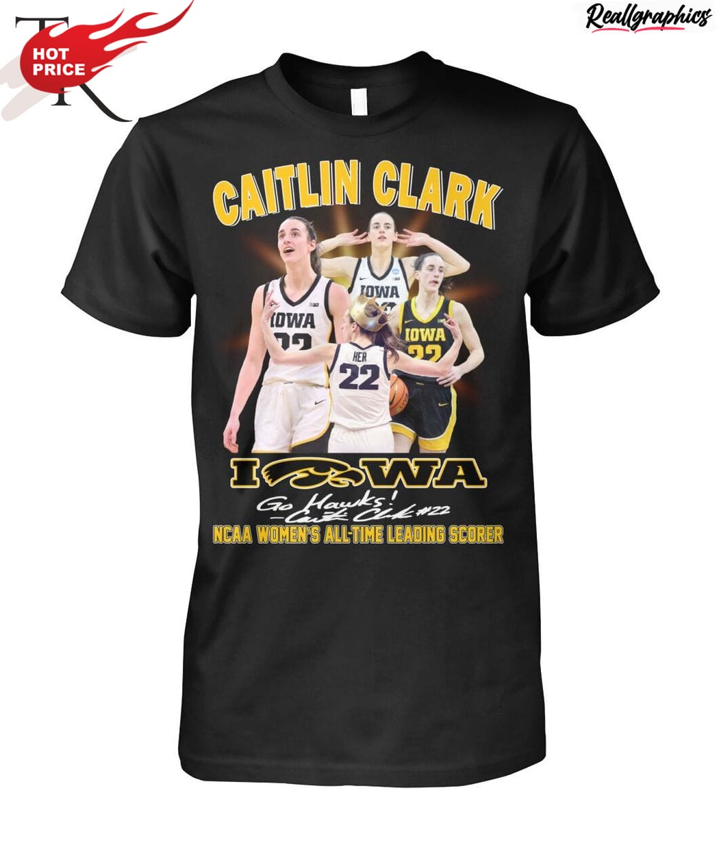 caitlin clark iowa go hawks ncaa women's all-time leading scorer unisex shirt