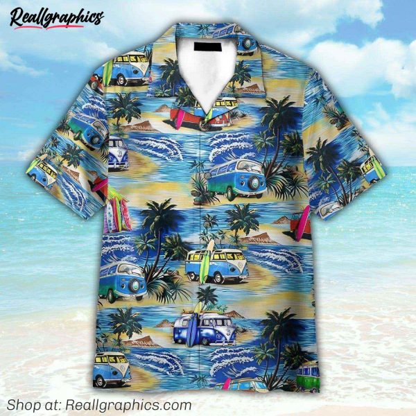 campervan on the beach hawaiian shirt