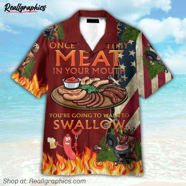 camping bear put my meat want to swallow hawaiian shirt