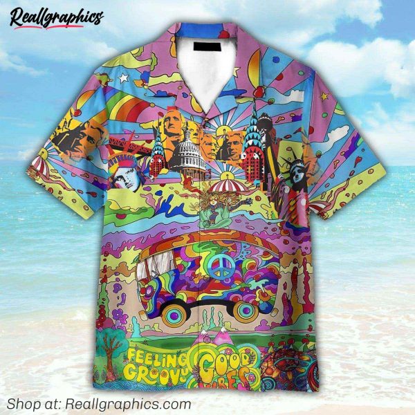 camping hippie feeling groovy hawaiian shirt