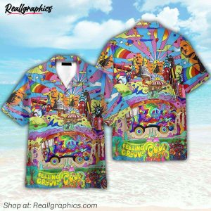 camping hippie feeling groovy hawaiian shirt