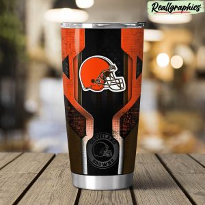 cleveland browns 3d travel stainless steel tumbler
