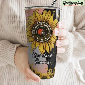 cleveland browns sunflowers stainless steel tumbler