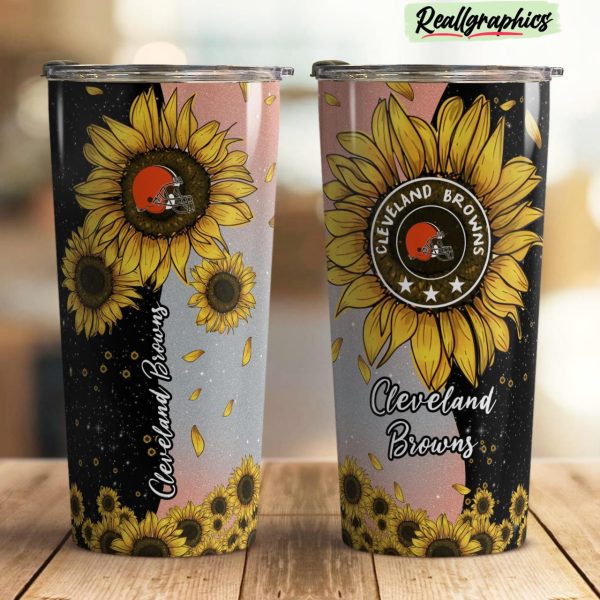 cleveland browns sunflowers stainless steel tumbler