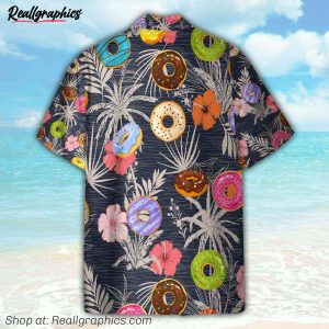 donuts food on tropical pattern hawaiian shirt