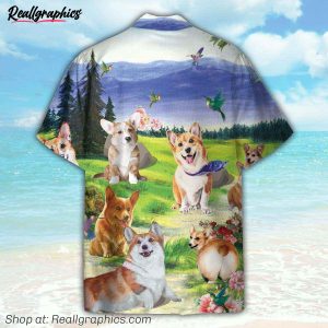 corgi on the valley cute dog hawaiian shirt