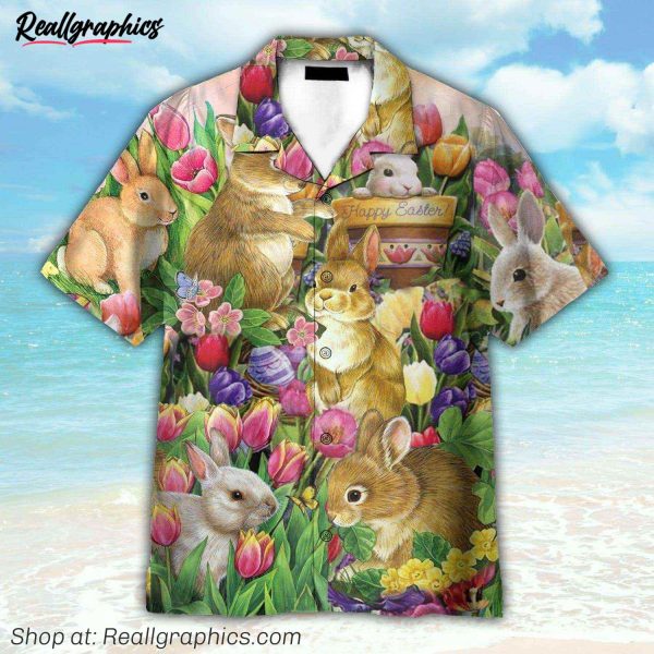 cute bunny happy easter day hawaiian shirt